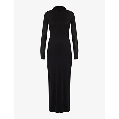Jacquemus Womens Black Joya Cape-effect Stretch-woven Maxi Dress