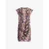 Allsaints Hali Tahoe Print Metallic Stripe Minidress In Brown