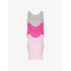Skims Womens Hot Pink Multi Cotton Rib Pack Of Three Stretch-cotton Tank Tops