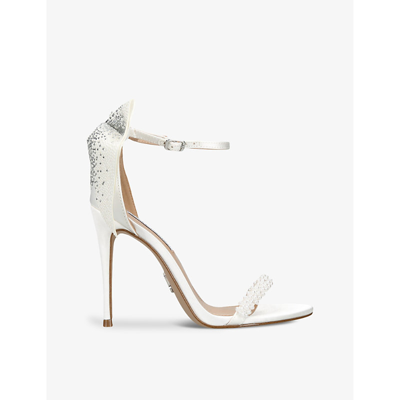 Steve Madden Womens Cream Bellarosa Bow-embellished Heeled Satin Sandals