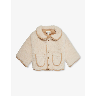 The Little Tailor Babies'  Cream Round-collar Patch-pocket Faux-shearling Coat 3-24 Months
