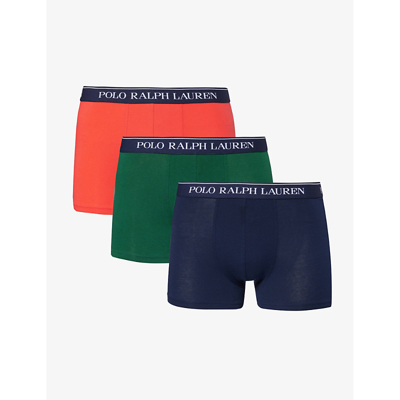 Polo Ralph Lauren Mens Multi Pack Of Three Branded-waistband Stretch-cotton Trunks