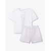 The Little White Company Girls Whitepink Kids Heart-embroidered Gingham Organic-cotton Pyjamas 1-6 Y