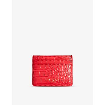 Ted Baker Womens Coral Valanne Logo-embossed Croc-effect Faux-leather Card Holder
