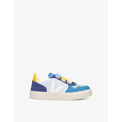 Veja Boys Blue Other Kids V10 Logo-embroidered Low-top Leather Trainers 6-8 Years