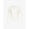 Lounge Underwear Womens Off White Essential Logo-embroidered Slim-fit Stretch-woven Top In Off White