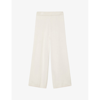 Joseph Womens Oyster White Cropped Wide-leg Mid-rise Stretch-silk Blend Trousers In Oyster White