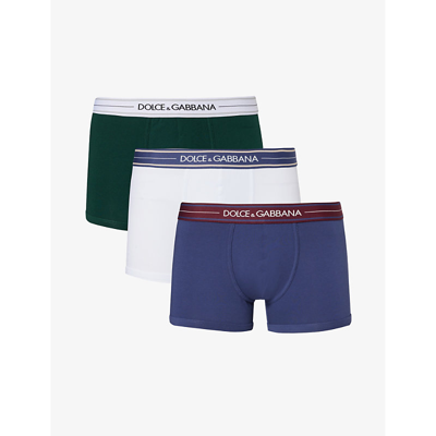 Dolce & Gabbana Branded-waistband Pack Of Three Stretch-cotton Boxers In Combined Colour