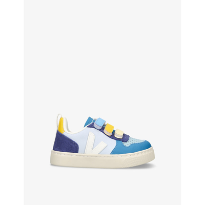 Veja Boys Blue Other Kids V10 Logo-embroidered Low-top Leather Trainers 3-5 Years
