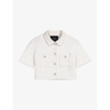 Maje Womens Blanc Short-sleeve Cropped Tweed Blazer In Blanc