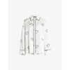 Allsaints Sofi Silk Blend Escalera Pyjama Shirt In Ecru White