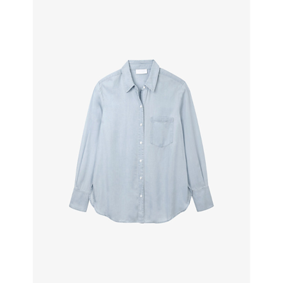 The White Company Womens Pale Wash Oversized Patch-pocket Tencel™ Shirt