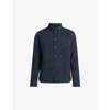 ALLSAINTS ALLSAINTS MENS MARINE BLUE LORELLA RAMSKULL-EMBROIDERED REGULAR-FIT ORGANIC-COTTON BLEND SHIRT