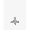 Vivienne Westwood Mens  Heart Crystal-embellished Brass Stud Earring In Ruth/plat/blk