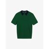 Ted Baker Mens Green Arwik Zipped-collar Short-sleeve Knitted Polo