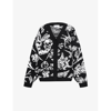 OFF-WHITE TATTOO GRAPHIC-PATTERN COTTON-BLEND CARDIGAN