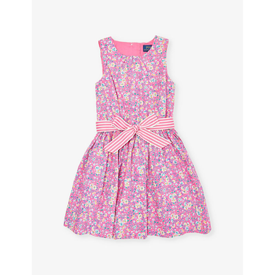 Polo Ralph Lauren Girls Pink Kids Girls' Floral-pattern Flared Cotton Dress