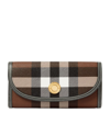 BURBERRY LEATHER CHECK CONTINENTAL WALLET