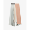Reiss Pink/cream Pleated Asymmetric Midi Skirt In Pink/cream