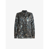 Allsaints Toni Caladesi Tie Neck Button-up Shirt In Petrol Blue
