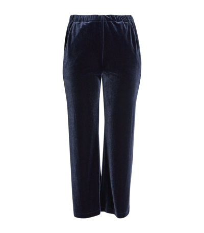 Marina Rinaldi Velvet Straight Trousers In Blue