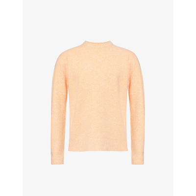 Jil Sander Brushed Crewneck Wool Knitted Jumper In Off White/orange