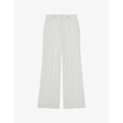 Reiss Womens White Sienna High-rise Wide-leg Crepe Trousers