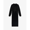 TED BAKER TED BAKER WOMENS BLACK MERSEA NECK-TIE WOVEN AND KNITTED MIDI DRESS