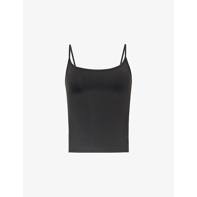 Lounge Underwear Womens Black Essential Logo-print Stretch-woven Top