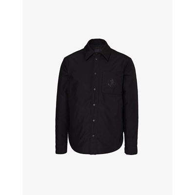 Moncler Mens Black Galinhas Shirt Brand-patch Regular-fit Cotton-blend Down Jacket