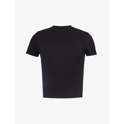 Lounge Underwear Womens Black Essential Brand-embroidered Stretch-cotton T-shirt