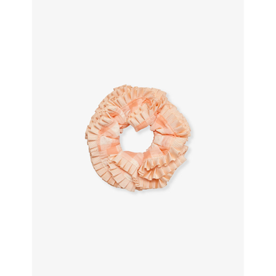 Good Squish Womens Peach Bedraggled Cotton-blend Hair Scrunchie