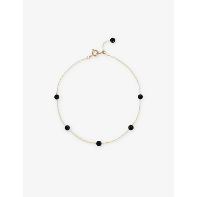 The Alkemistry Womens Yellow Black-onyx Beaded 18ct Yellow-gold Ankle Chain In White