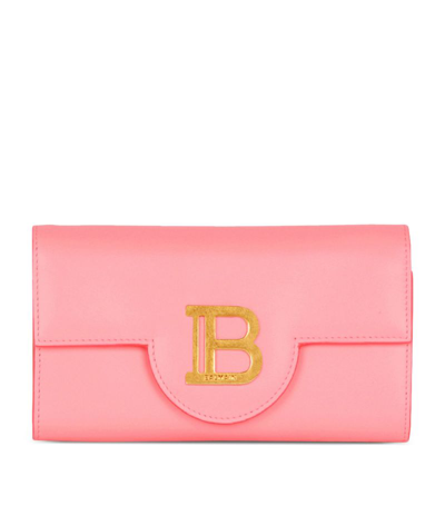 Balmain Leather B-buzz Chain Wallet In Pink