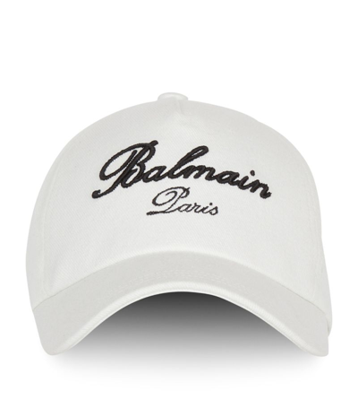 Balmain Signature Baseball Cap In White