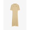 Joseph Ribbed Wool Polo Midi Dress In Safari