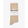 Calvin Klein Mens Taupe Branded Crew-length Cotton-blend Socks