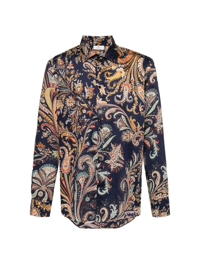Etro Cotton Shirt With Paisley Pattern In Brown