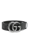 GUCCI DENIM BELT WITH DOUBLE G BUCKLE