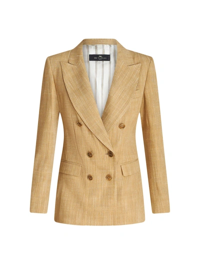 Etro Double-breasted Slub Blazer In Nude & Neutrals