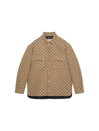 Gucci Gg Canvas Shirt Jacket In Brown