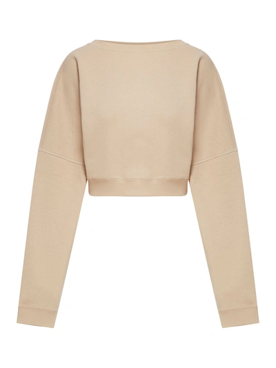 Saint Laurent Sweat Cropped In Nude & Neutrals