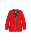 GUCCI WOOL JACKET WITH WOVEN RIBBON FINISHES