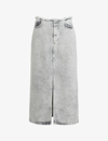 ALLSAINTS ALLSAINTS WOMEN'S SNOW GREY HONOR FRAYED DENIM MAXI SKIRT