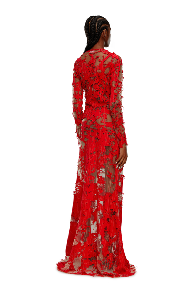 Diesel Long Devor Dress In Tulle And Jersey In Red | ModeSens