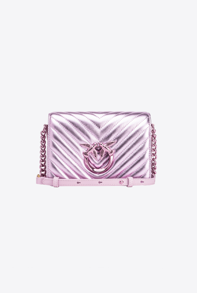 Pinko Mini Love Bag Click Metal Chevron In Lilac-colour-block