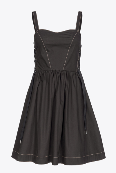 Pinko Mini Dress With Side Lacing In Limo Black