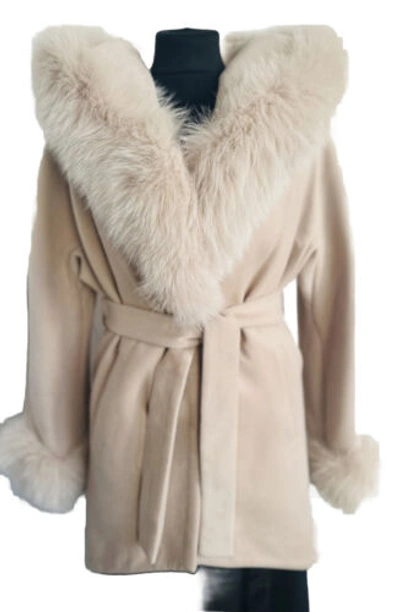 Pre-owned 100% Woman Winter Faux Fur Coat S,m,xl In Beige