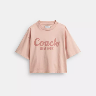 Coach Cursive Signature Cropped T Shirt In Pink