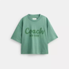 Coach Cursive Signature Cropped T Shirt In Green